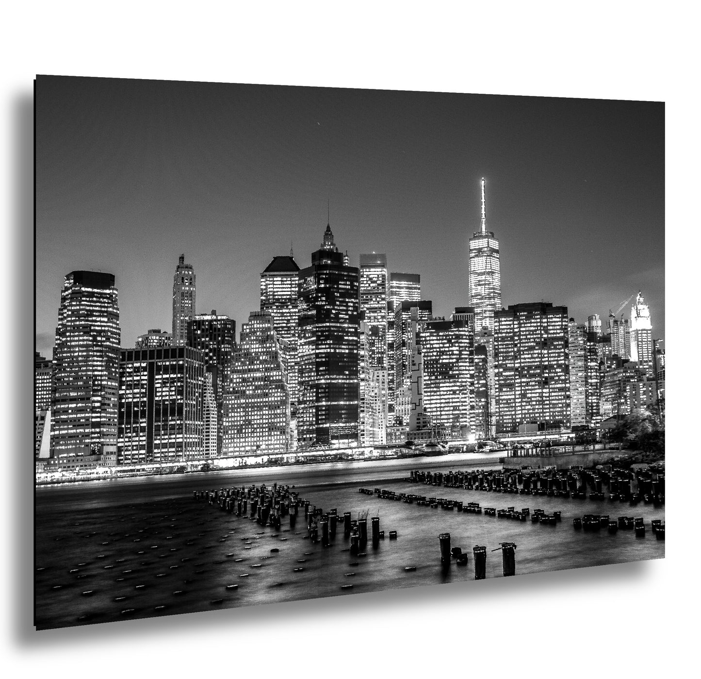 New York City Canvas Print – Freedom Tower Wall Art, World Trade Center Skyline, NYC Black and White Photo, Manhattan Cityscape Decor
