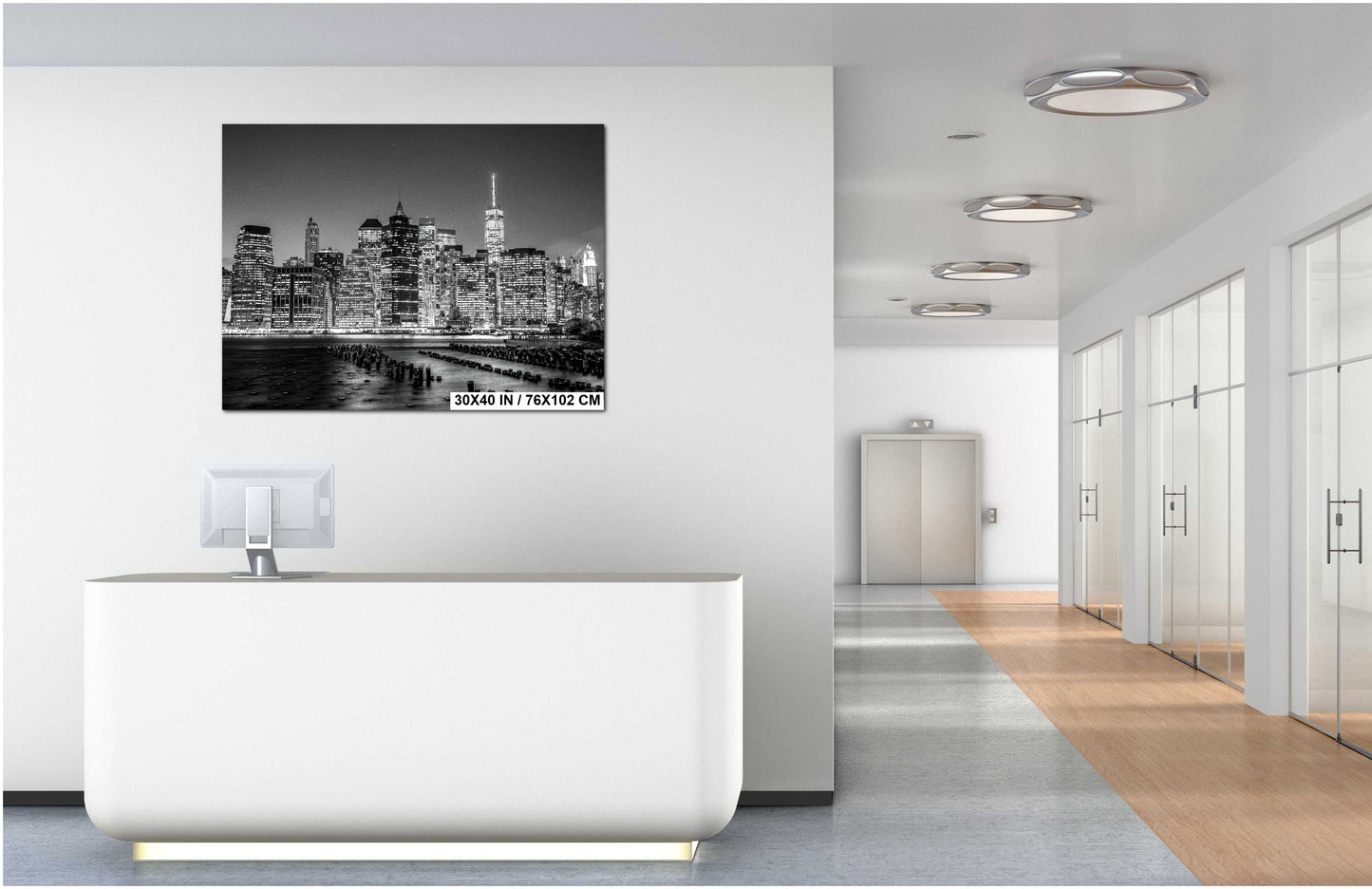 New York City Canvas Print – Freedom Tower Wall Art, World Trade Center Skyline, NYC Black and White Photo, Manhattan Cityscape Decor