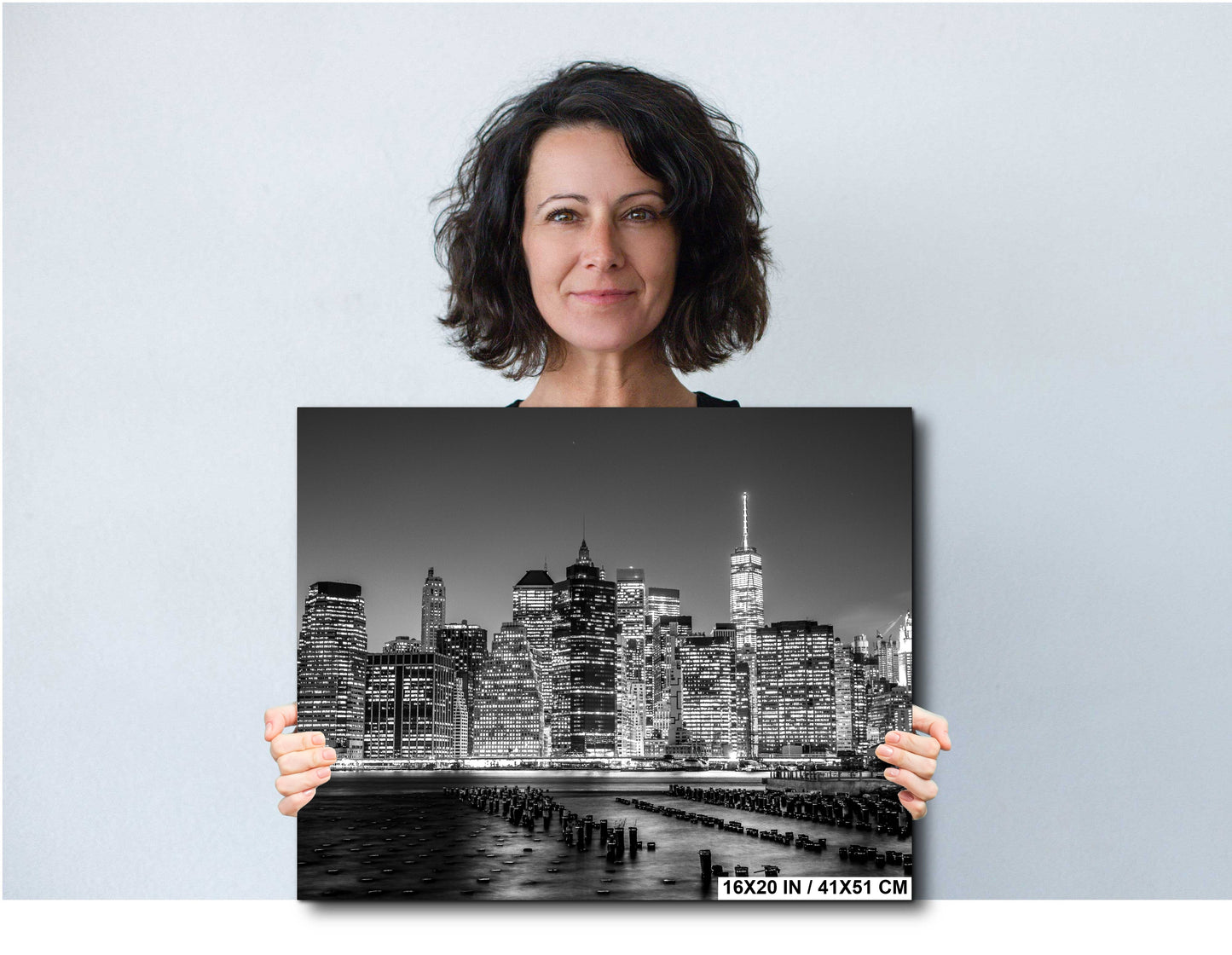 New York City Canvas Print – Freedom Tower Wall Art, World Trade Center Skyline, NYC Black and White Photo, Manhattan Cityscape Decor