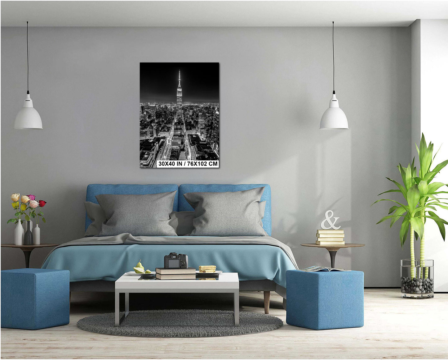 New York City Wall Art – Empire State Building Photo Print, NYC Skyline Canvas, Black and White Cityscape, Manhattan Fine Art Decor