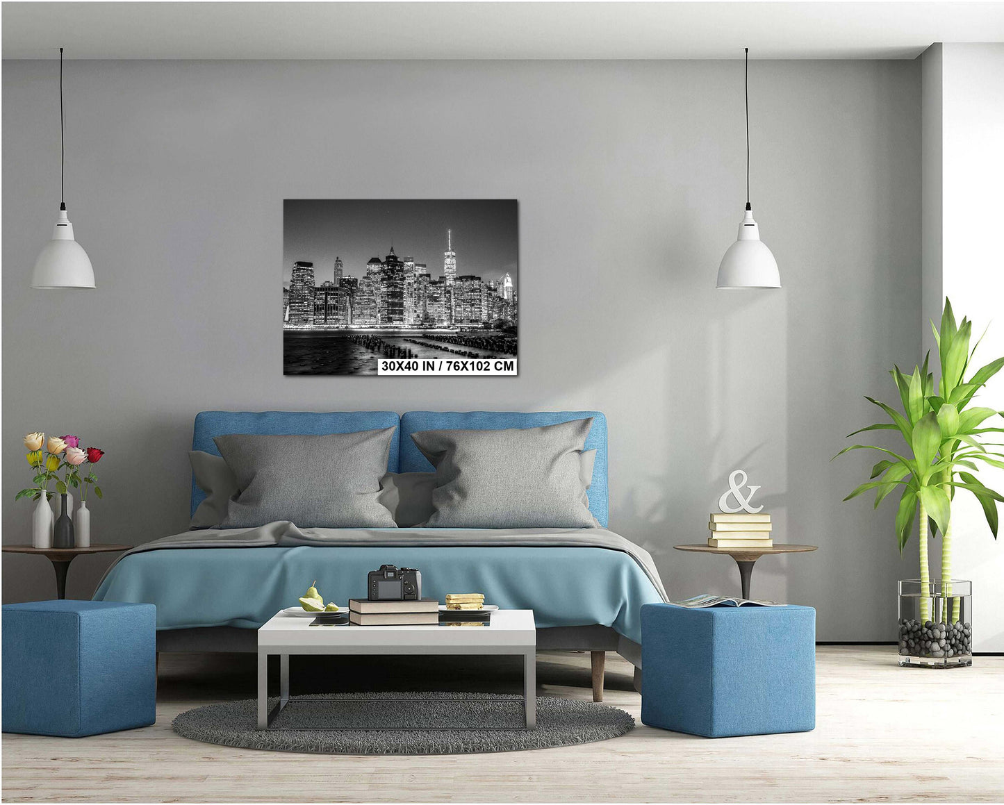 New York City Canvas Print – Freedom Tower Wall Art, World Trade Center Skyline, NYC Black and White Photo, Manhattan Cityscape Decor