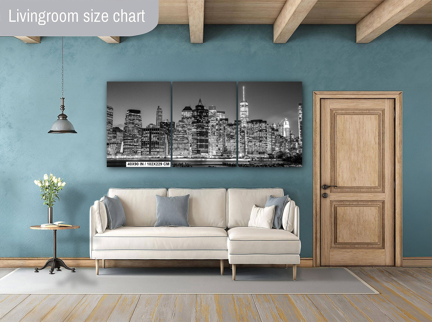 New York City Canvas Print – Freedom Tower Wall Art, World Trade Center Skyline, NYC Black and White Photo, Manhattan Cityscape Decor
