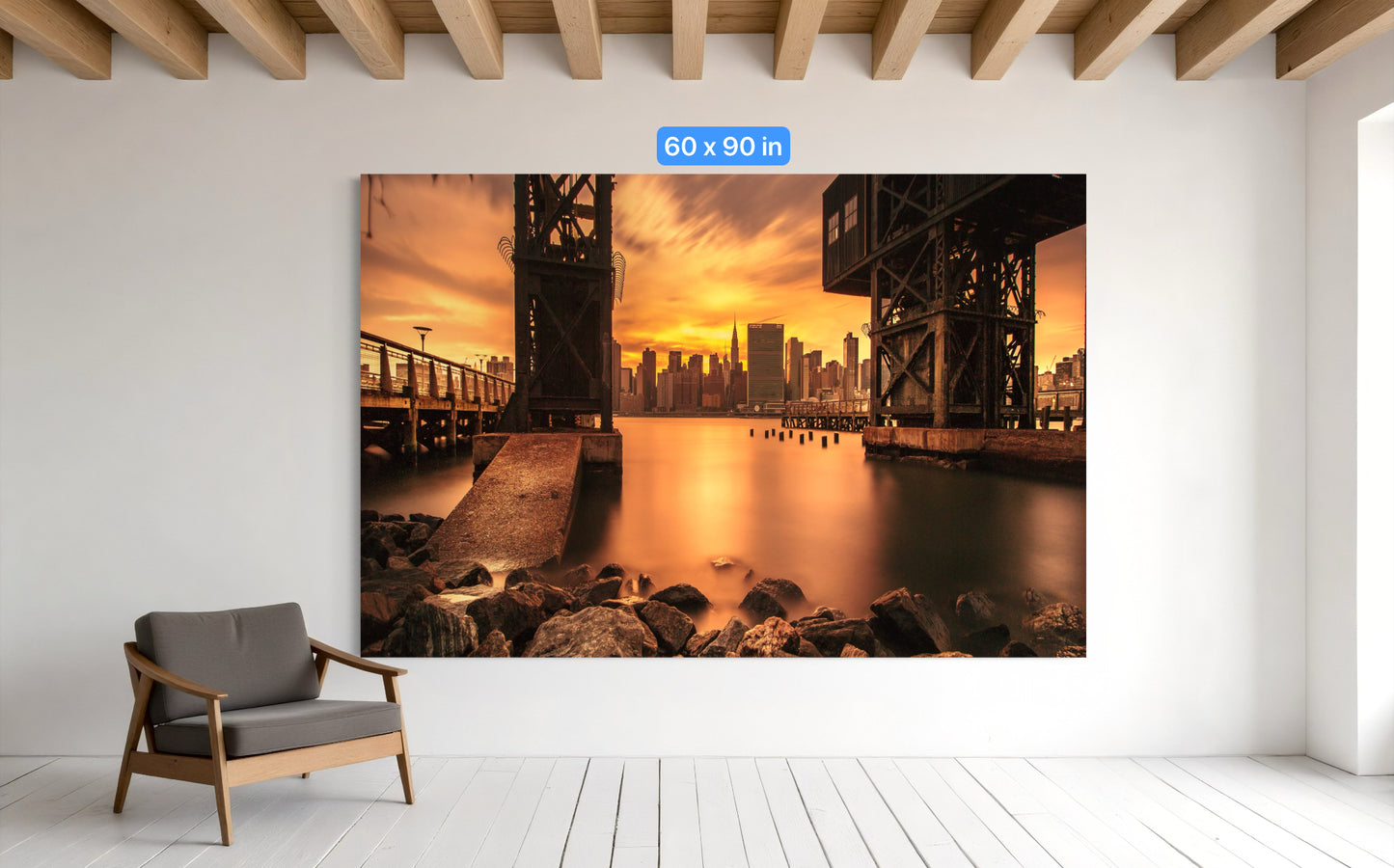 New York City Canvas, Metal & Acrylic Print – Empire State Building Wall Art from Gantry Plaza Park, NYC Skyline Photo, Queens Manhattan Decor