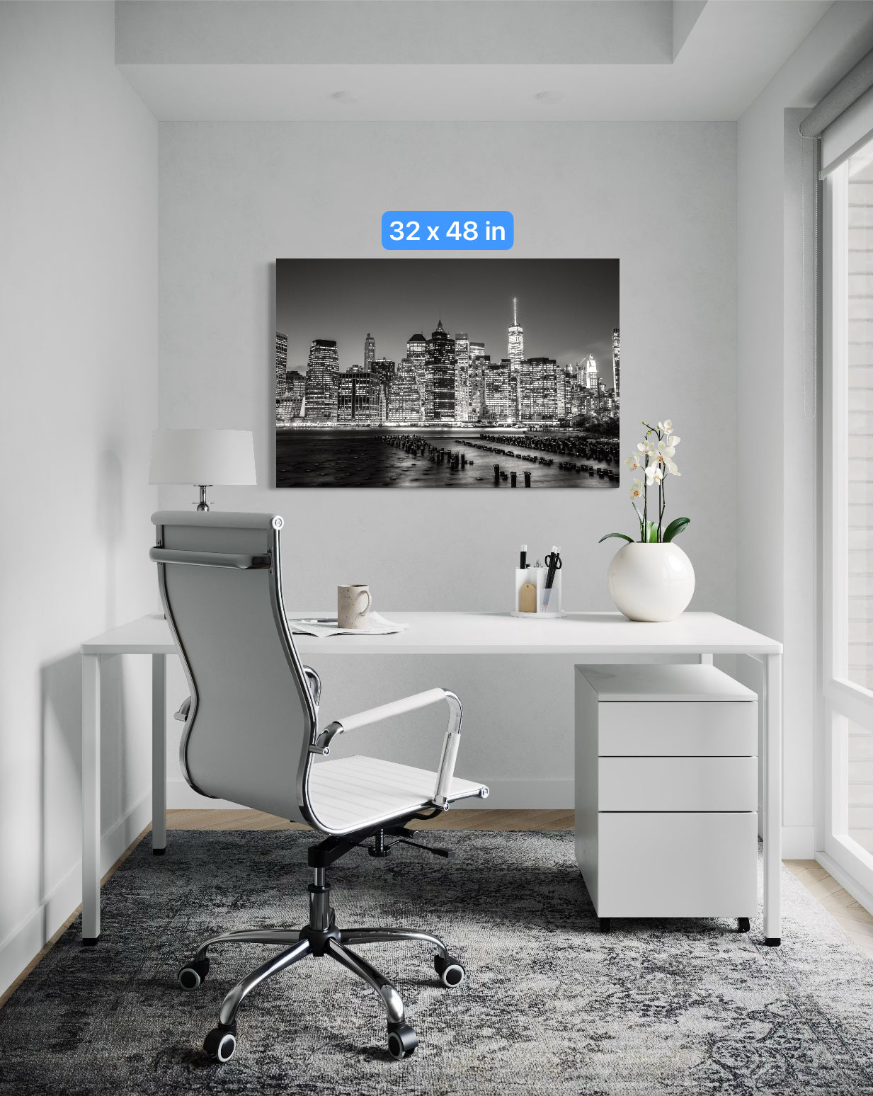 New York City Canvas Print – Freedom Tower Wall Art, World Trade Center Skyline, NYC Black and White Photo, Manhattan Cityscape Decor