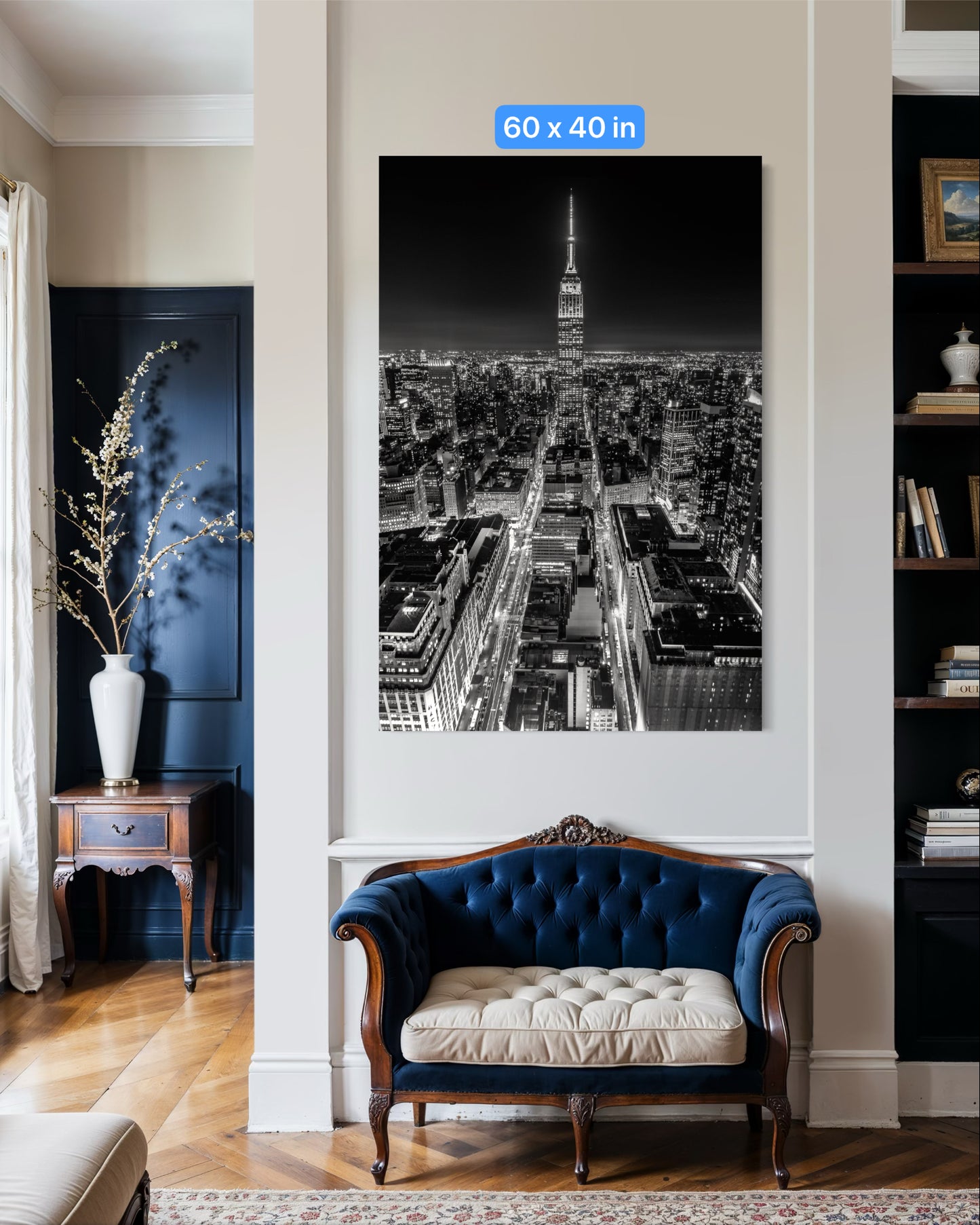 New York City Wall Art – Empire State Building Photo Print, NYC Skyline Canvas, Black and White Cityscape, Manhattan Fine Art Decor