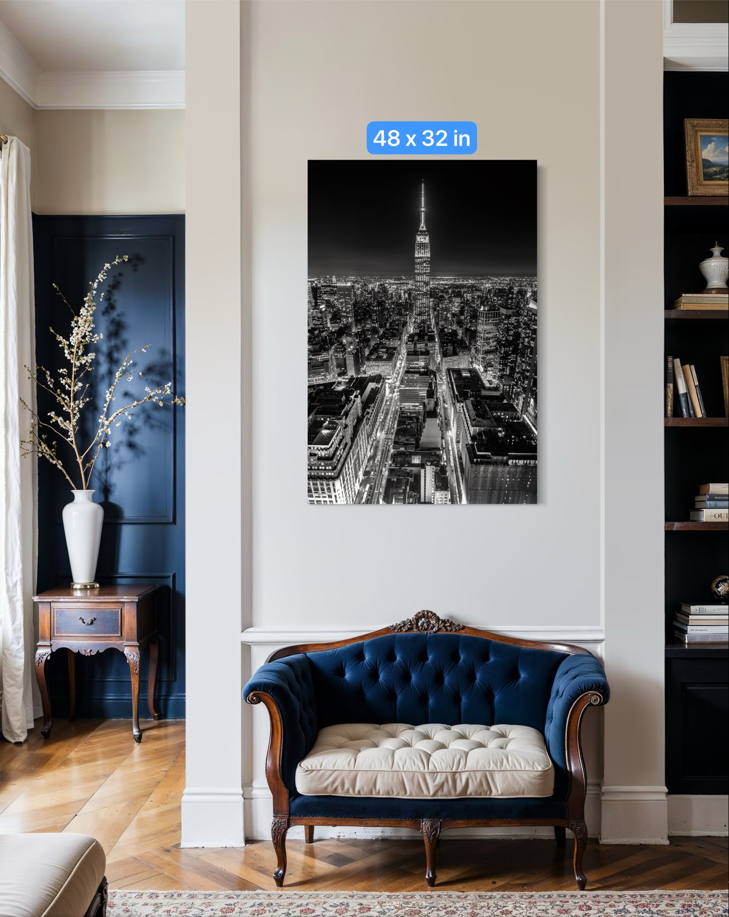 New York City Wall Art – Empire State Building Photo Print, NYC Skyline Canvas, Black and White Cityscape, Manhattan Fine Art Decor