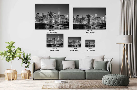 New York City Canvas Print – Freedom Tower Wall Art, World Trade Center Skyline, NYC Black and White Photo, Manhattan Cityscape Decor