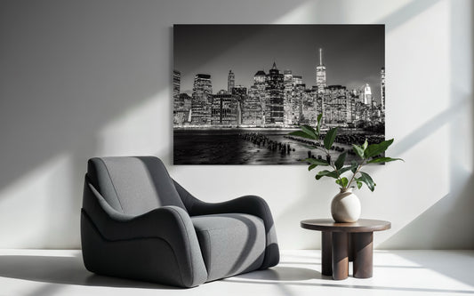 New York City Canvas Print – Freedom Tower Wall Art, World Trade Center Skyline, NYC Black and White Photo, Manhattan Cityscape Decor