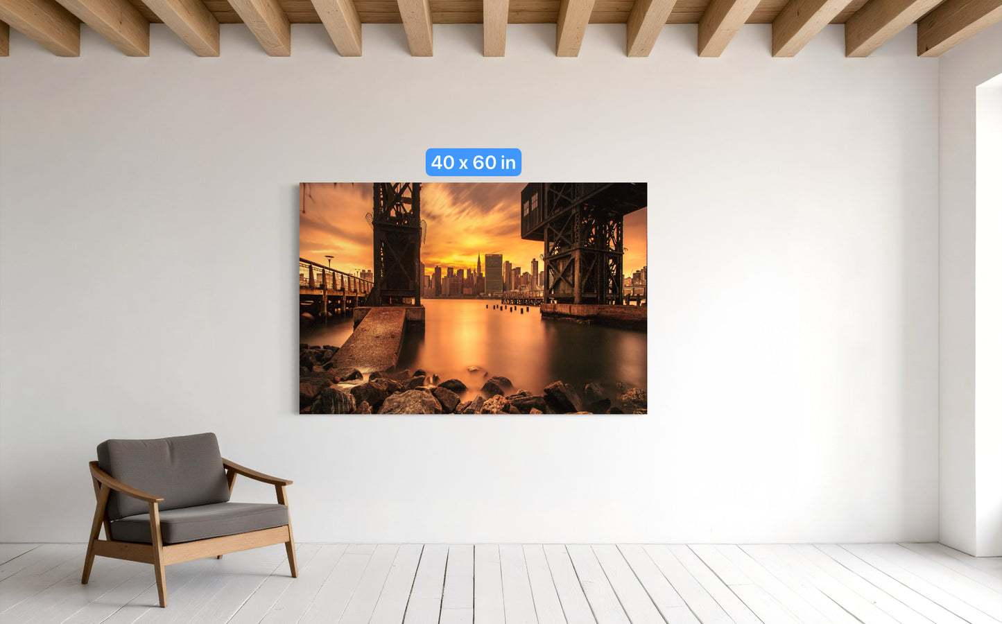 New York City Canvas, Metal & Acrylic Print – Empire State Building Wall Art from Gantry Plaza Park, NYC Skyline Photo, Queens Manhattan Decor