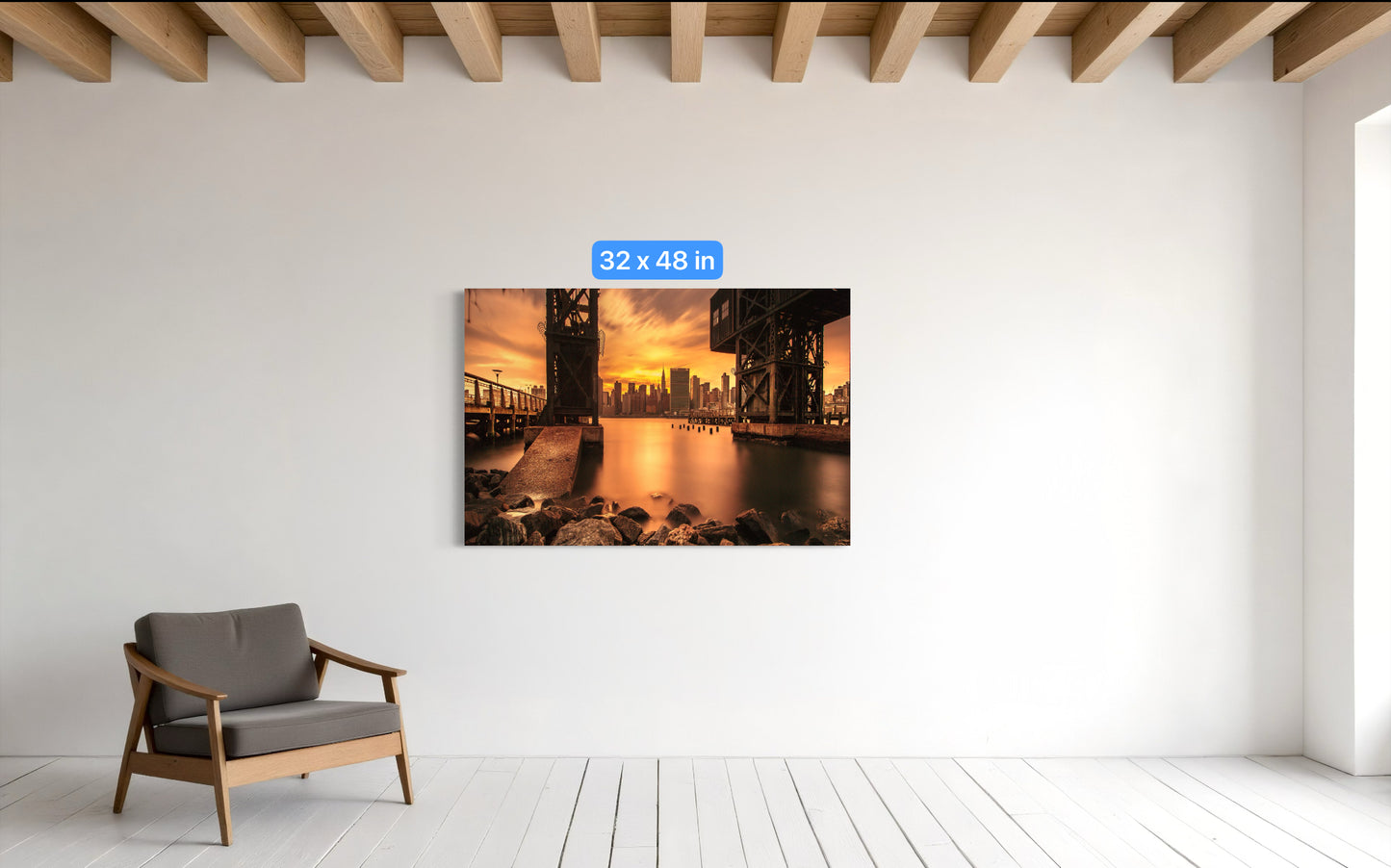 New York City Canvas, Metal & Acrylic Print – Empire State Building Wall Art from Gantry Plaza Park, NYC Skyline Photo, Queens Manhattan Decor